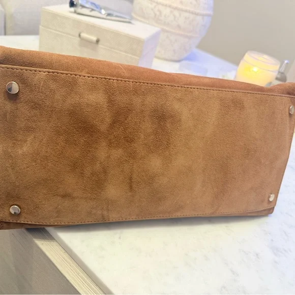 VIRAL CLAUDIA FIRENZE COGNAC SUEDE LEATHER TOTE SATCHEL BAG NWT - Picture 14 of 16